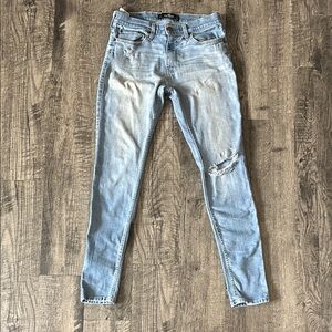 Hollister Light Blue Super Skinny Ripped Jeans